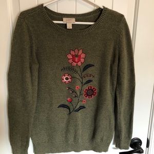 LOFT embroidered sweater Sz M